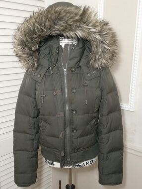 Y2K Abercrombie & Fitch Puffer Bomber Olive Green, Size L, Vintage, Gilmore Girl